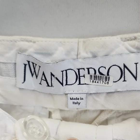 (0434) Cream Wide-Leg Pants with Blue Stripe On Side Panel - Picture 2 of 11